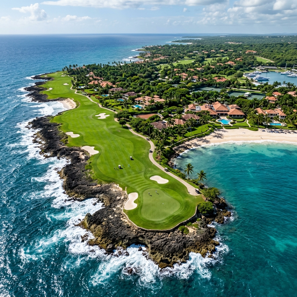 Vista aérea de Casa de Campo Resort en La Romana
