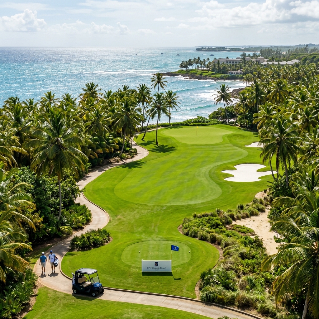 Hoyo 4 par 5 doble dogleg de TPC Dorado Beach East Course
